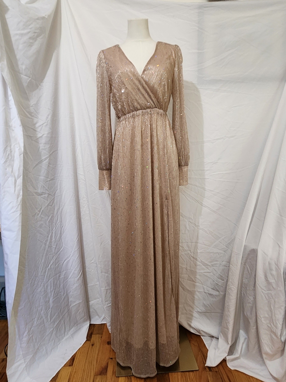 Baltic Born Champagne Sequin Surplice Maxi Dress